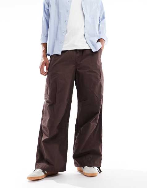 ASOS DESIGN - Pantalon cargo baggy oversize en tissu ripstop - Marron - view 1
