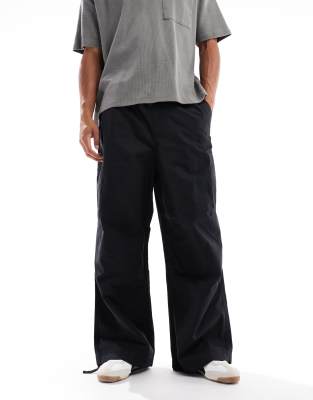 ASOS DESIGN - Pantalon cargo baggy oversize en tissu ripstop - Noir