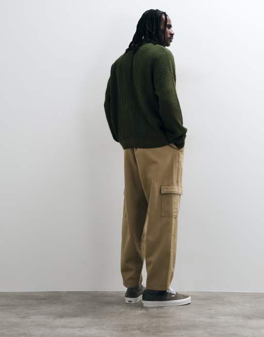 ASOS DESIGN pantalón cargo barrel holgado en camel con cinturón, 3 de 5