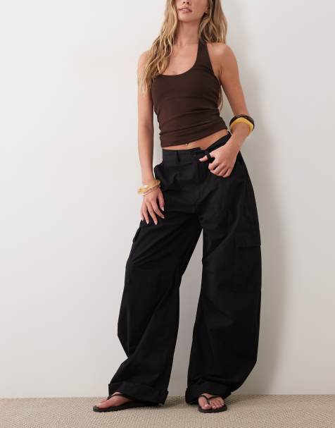 ASOS DESIGN - Pantalon cargo casual avec ourlets à revers - Noir - view 1