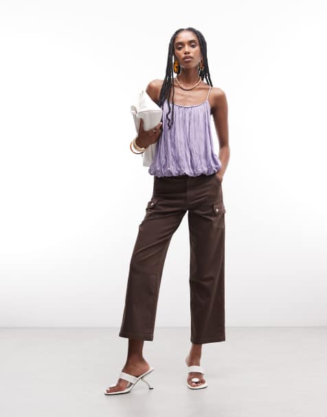 ASOS DESIGN - pantalón cargo con detalle de bolsillos en chocolate - view 1