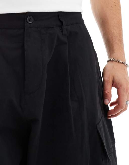 ASOS DESIGN - Pantalon cargo coupe ballon - Noir