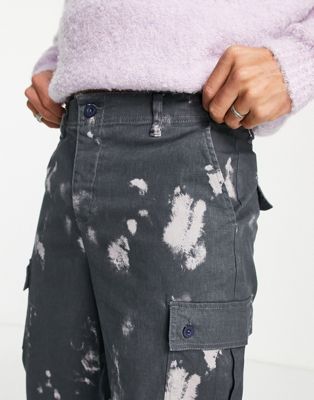Pantalons et chinos Pantalon cargo coupe fuselée oversize - Imprimé délavé