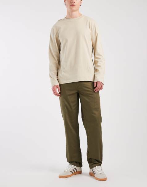 ASOS DESIGN - Pantalon cargo droit en sergé flammé - Kaki - view 1