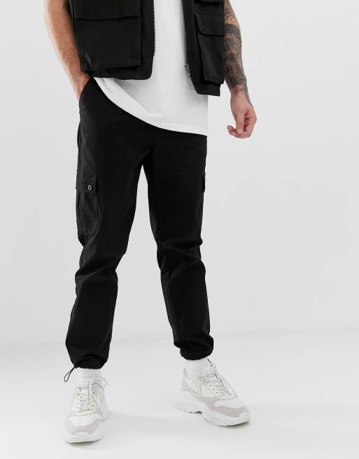 ASOS DESIGN - Pantalon cargo fuselé avec fermetures à bouton stoppeur - Noir, 4 de 4
