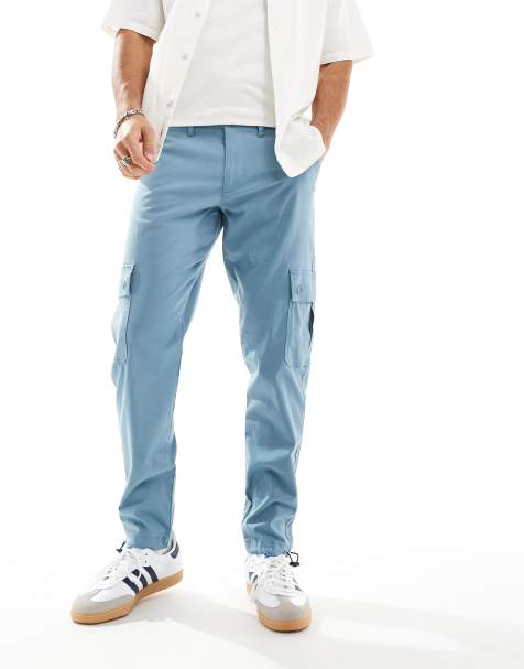ASOS DESIGN - Pantalon cargo fuselé - Bleu - view 1