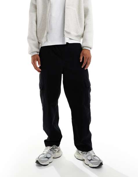 ASOS DESIGN - Pantalon cargo fuselé décontracté avec plis - Noir - view 1