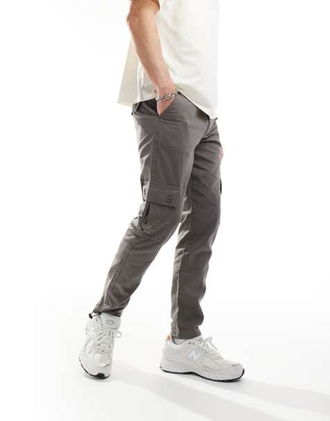 ASOS DESIGN - Pantalon cargo fuselé en lin - Anthracite délavé - view 1