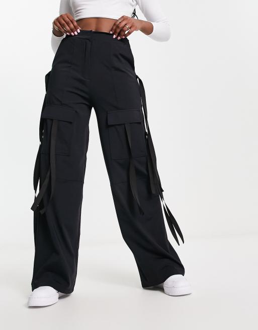 ASOS DESIGN - Pantalon cargo large avec lanières - Noir