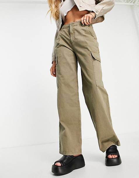 clair Asos Femme Vêtements Pantalons & Jeans Pantalons Cargos Pantalon cargo large en satin 