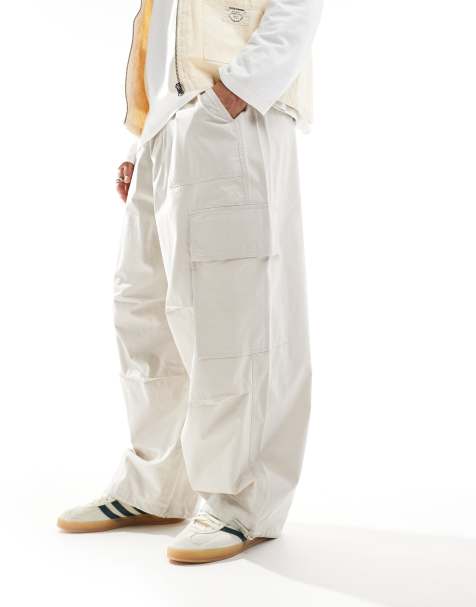 ASOS DESIGN - Pantalon cargo parachute - Crème - view 1