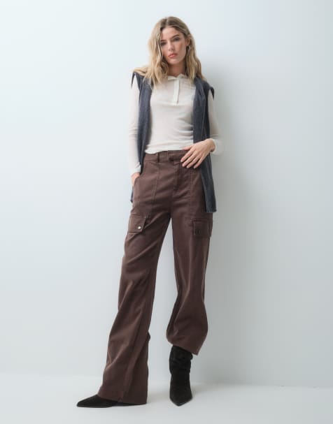 ASOS DESIGN - pantalón cargo utility de pernera ancha en chocolate - view 1