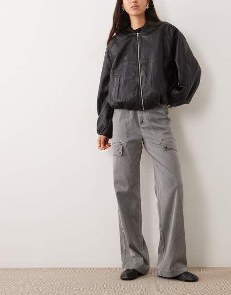 ASOS DESIGN - pantalón cargo utility de pernera ancha en gris - view 1