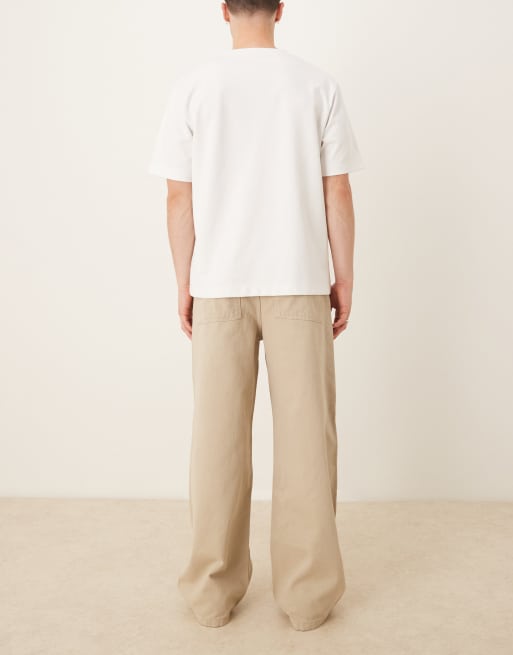 ASOS DESIGN - Pantalon charpentier ultra baggy teint en pièce - Beige, 3 de 5