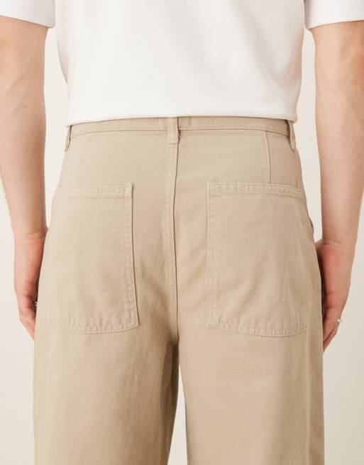 ASOS DESIGN - Pantalon charpentier ultra baggy teint en pièce - Beige, 5 de 5