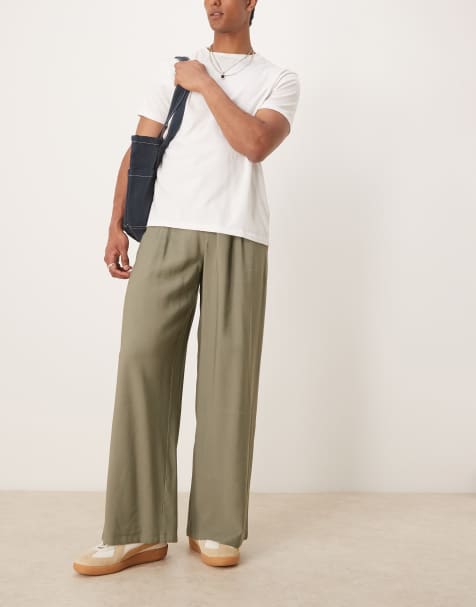 ASOS DESIGN - Pantalon chic ample à double pince - Kaki - view 1