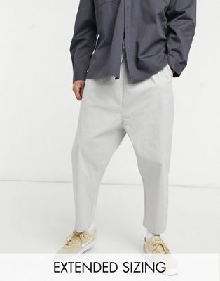 Pantalons chino Pantalon chino à entrejambe bas et taille élastique - Gris clair