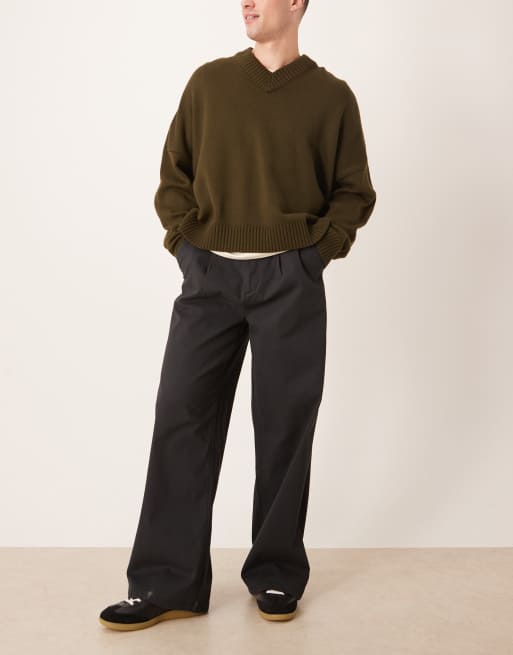 ASOS DESIGN - Pantalon chino à pinces coupe ample - Noir, 2 de 5