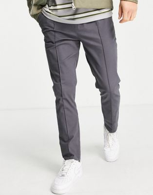 Pantalons skinny Pantalon chino ajusté avec taille élastique et nervures - Anthracite