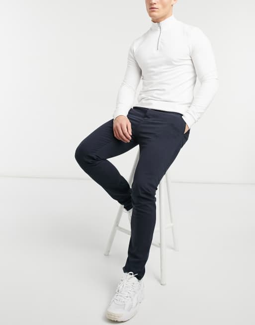 ASOS DESIGN - Pantalon chino ajusté - Bleu marine