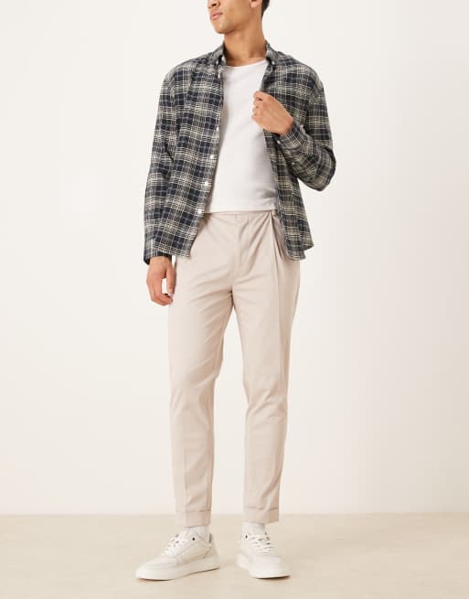 ASOS DESIGN - Pantalon chino ajusté en coton majoritaire à ourlets à revers - Taupe, 2 de 5