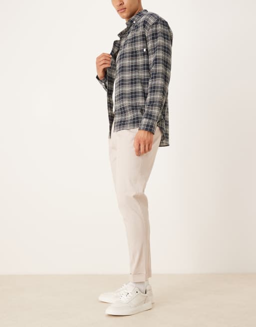 ASOS DESIGN - Pantalon chino ajusté en coton majoritaire à ourlets à revers - Taupe, 3 de 5