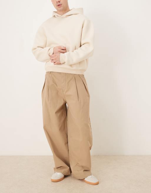 ASOS DESIGN - Pantalon chino baggy oversize à pinces - Beige, 2 de 5
