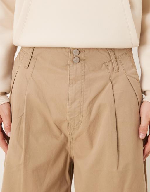 ASOS DESIGN - Pantalon chino baggy oversize à pinces - Beige, 4 de 5