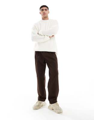 ASOS DESIGN - Pantalon chino baggy plissé avec cordon de serrage - Marron - view 1