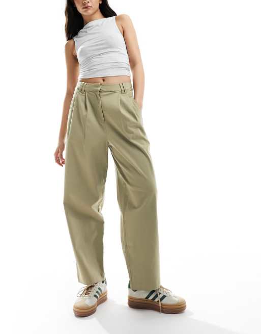 ASOS DESIGN - Pantalon chino bouffant avec patte de boutonnage - Kaki, 5 de 5