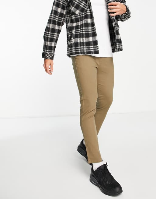 ASOS DESIGN - Pantalon chino coupe skinny à taille élastique - Marron