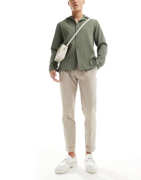 ASOS DESIGN - Pantalon chino élégant coupe ajustée de qualité supérieure à revers - Écru - view 1