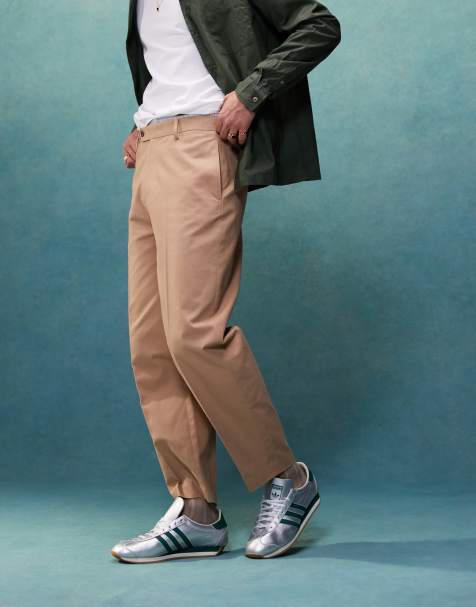 ASOS DESIGN - Pantalon chino fuselé oversize habillé en coton avec pinces devant - Fauve - view 1