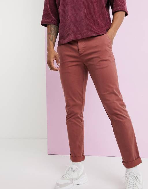 ASOS DESIGN - Pantalon chino slim - Rouge délavé, 3 de 4