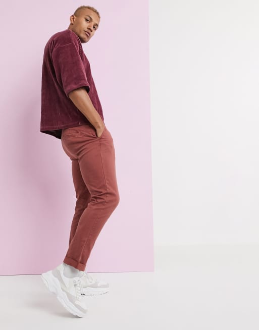 ASOS DESIGN - Pantalon chino slim - Rouge délavé, 4 de 4