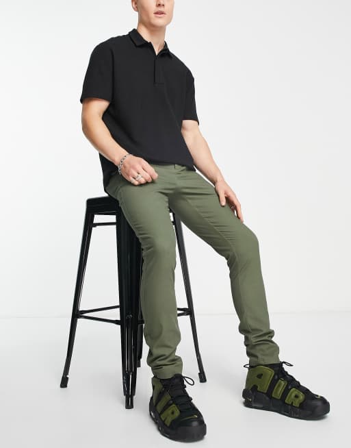 ASOS DESIGN Pantalon chino super skinny Kaki