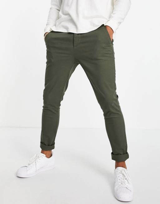 ASOS DESIGN Pantalon chino super skinny Kaki