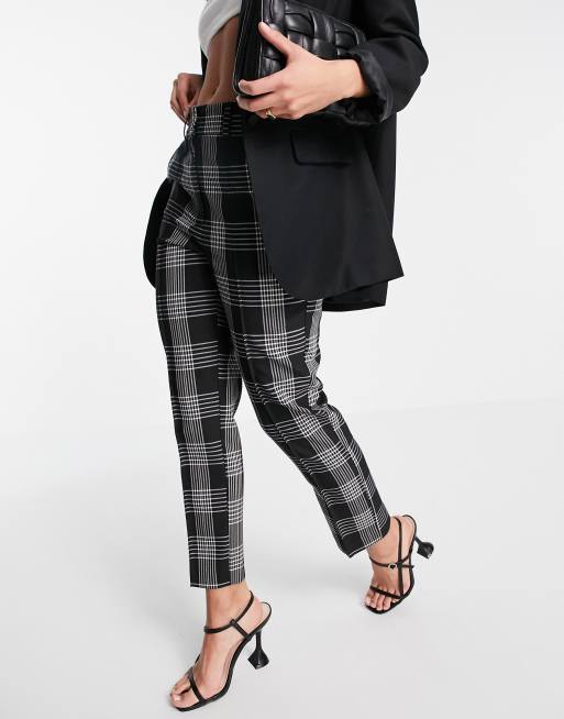 ASOS DESIGN - Pantalon cigarette habillé coupe ajustée à carreaux - Noir et blanc, 4 de 4