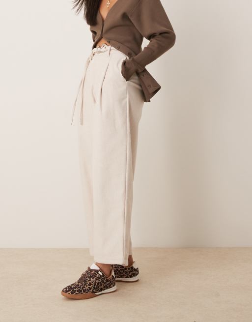 ASOS DESIGN - Pantalon cintré aspect laine avec double ceinture - Taupe, 3 de 5