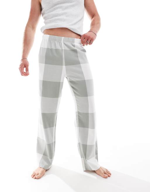 ASOS DESIGN - Pantalon confort à carreaux en tissu brossé - Vert sauge