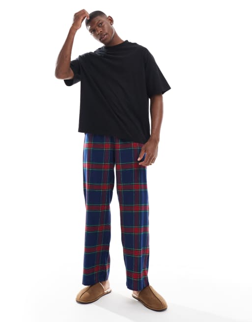 ASOS DESIGN - Pantalon confort à carreaux - Rouge et bleu marine