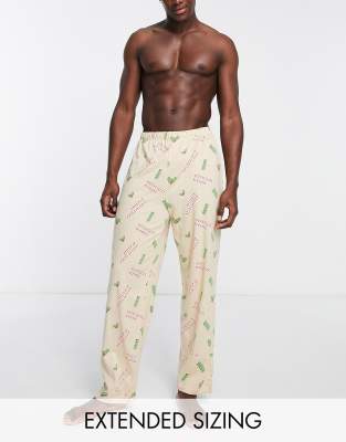 ASOS DESIGN lounge bottom in beige with Christmas chill print - ASOS Price Checker