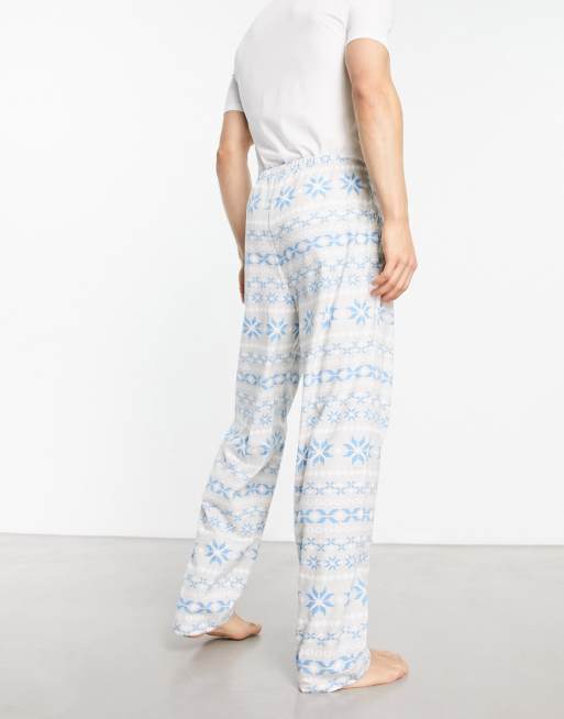 ASOS DESIGN - Pantalon confort à imprimé jacquard de Noël - Gris et bleu, 3 de 4
