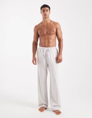 ASOS DESIGN - Pantalon confort en coton brossé - Ivoire-Blanc