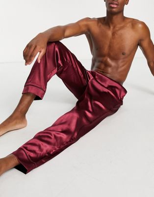 Loungewear Pantalon confort en satin à liseré