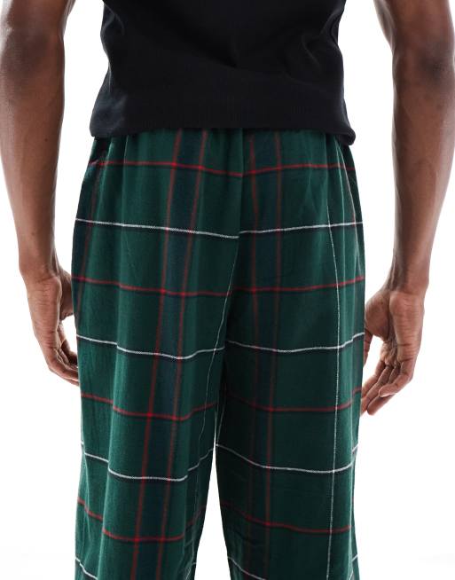 ASOS DESIGN - Pantalon confort en tissu brossé à carreaux - Vert, 3 de 4