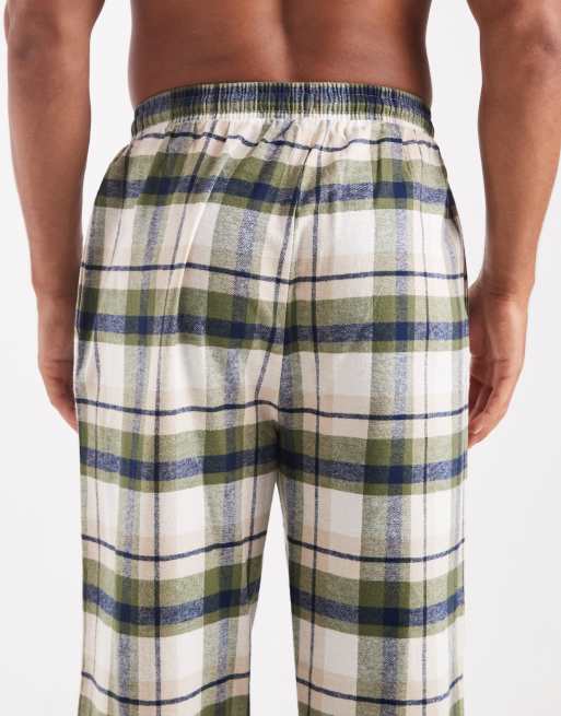 ASOS DESIGN - Pantalon confort en tissu brossé à carreaux - Vert, 3 de 4