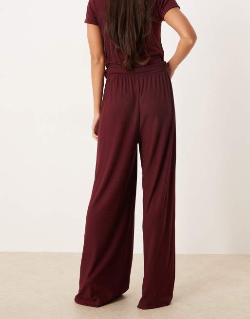 ASOS DESIGN - Pantalon confort large côtelé à assortir - Bordeaux, 3 de 4