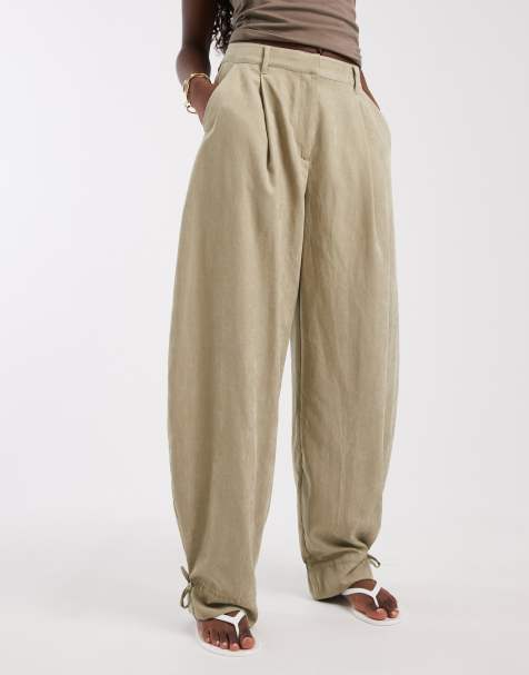 ASOS DESIGN - Pantalon coupe ballon ajusté à ourlet volanté - Olive - view 1