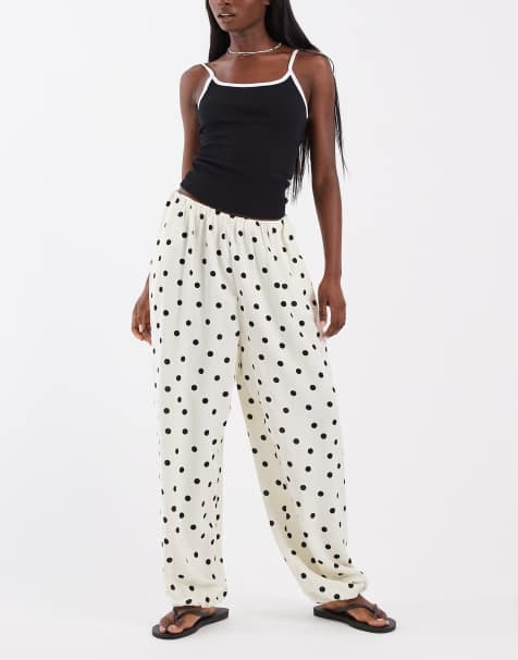 ASOS DESIGN - Pantalon coupe ballon en lin mélangé à pois - view 1
